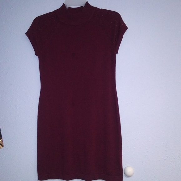 Sparkle Sweater Dress Wine Med - Picture 6 of 11